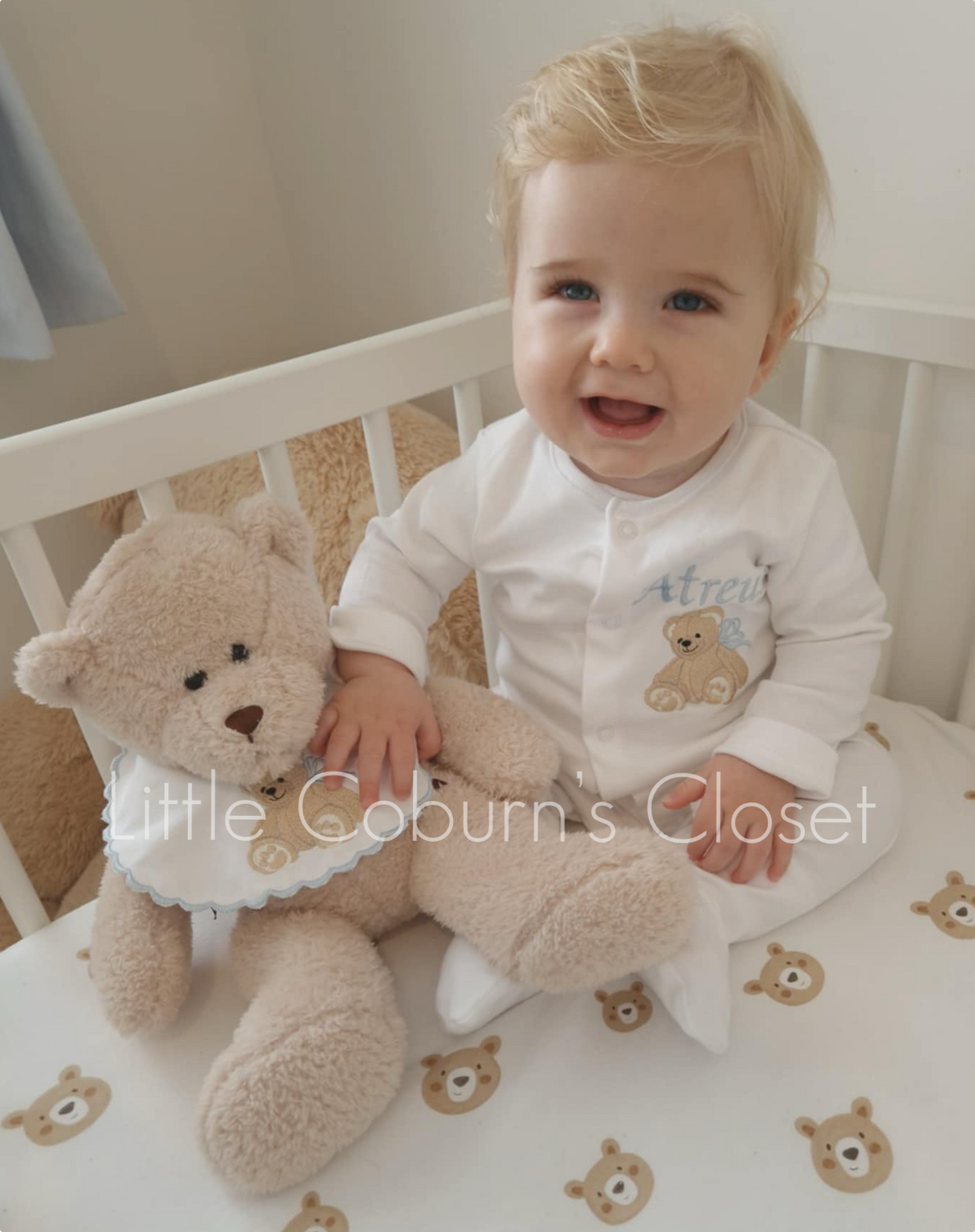 Embroidered Personalised Teddy sleep suit