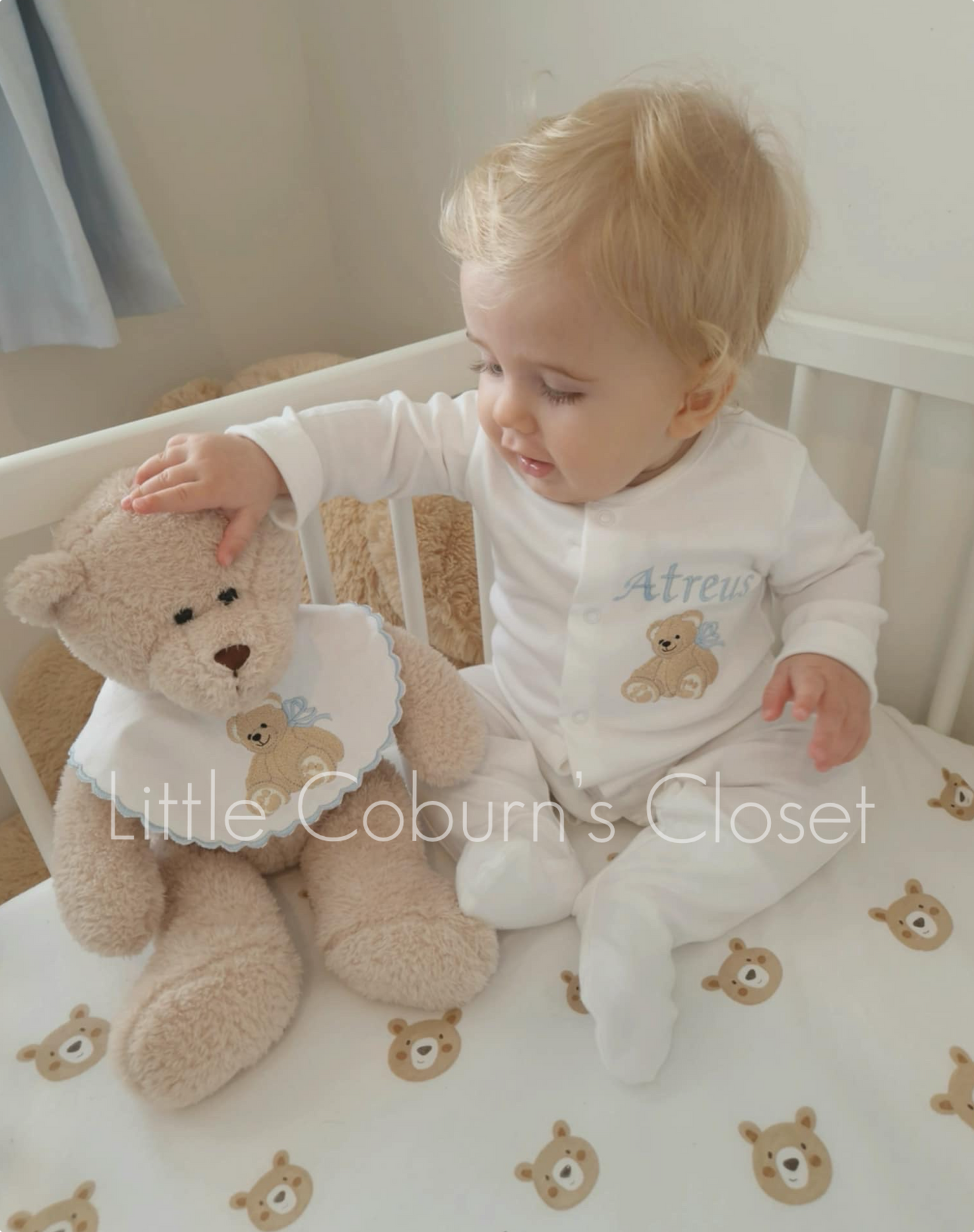 Embroidered Personalised Teddy sleep suit