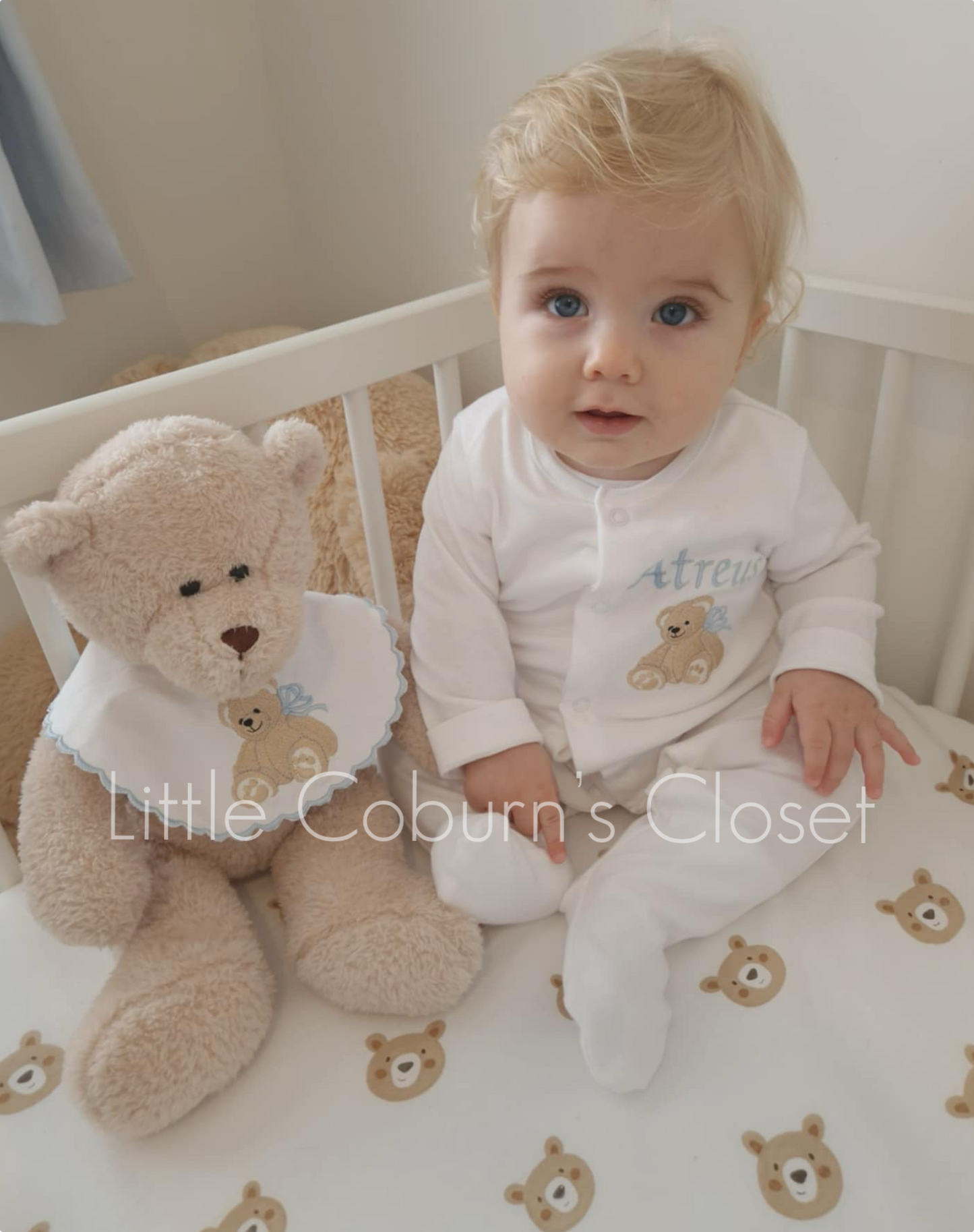 Embroidered Personalised Teddy sleep suit