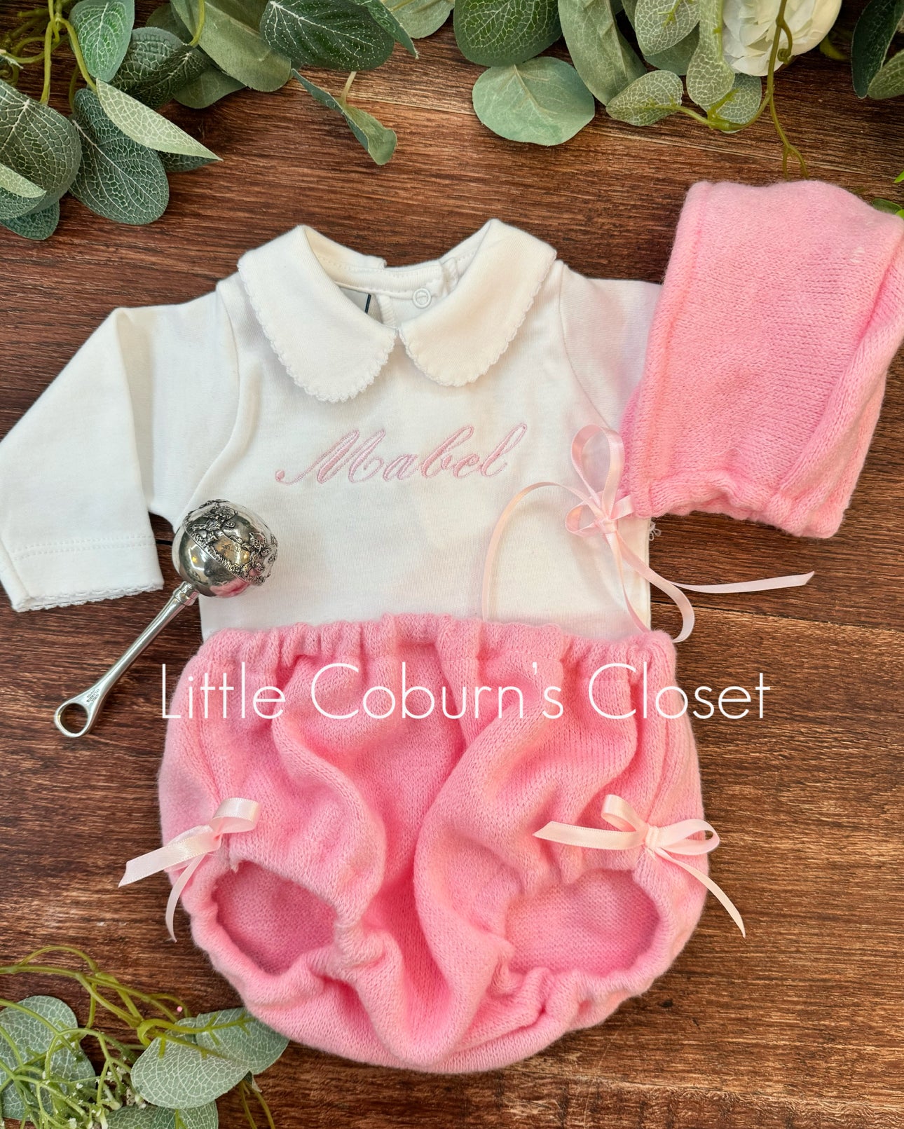 Baby Girls Pink Embroidered Set