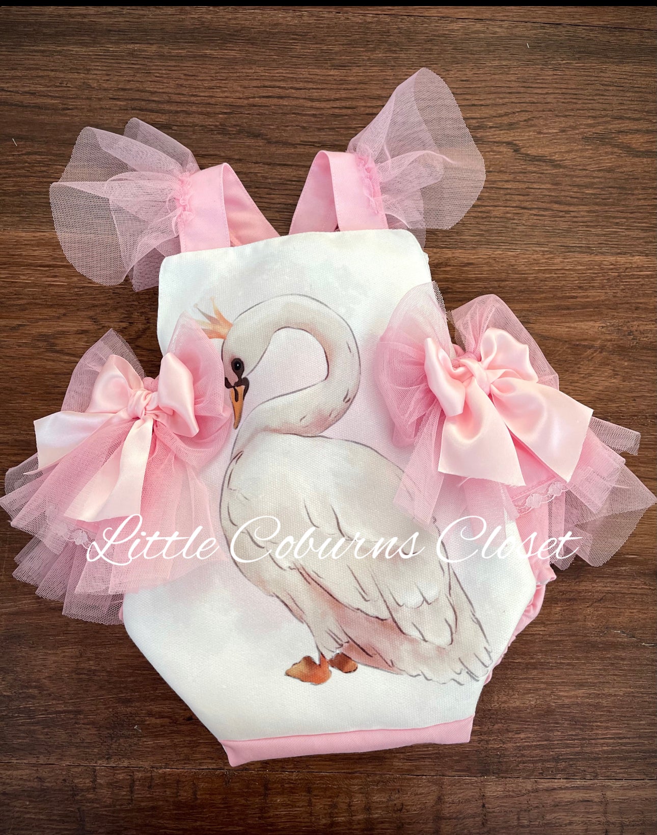 Girls Swan Romper