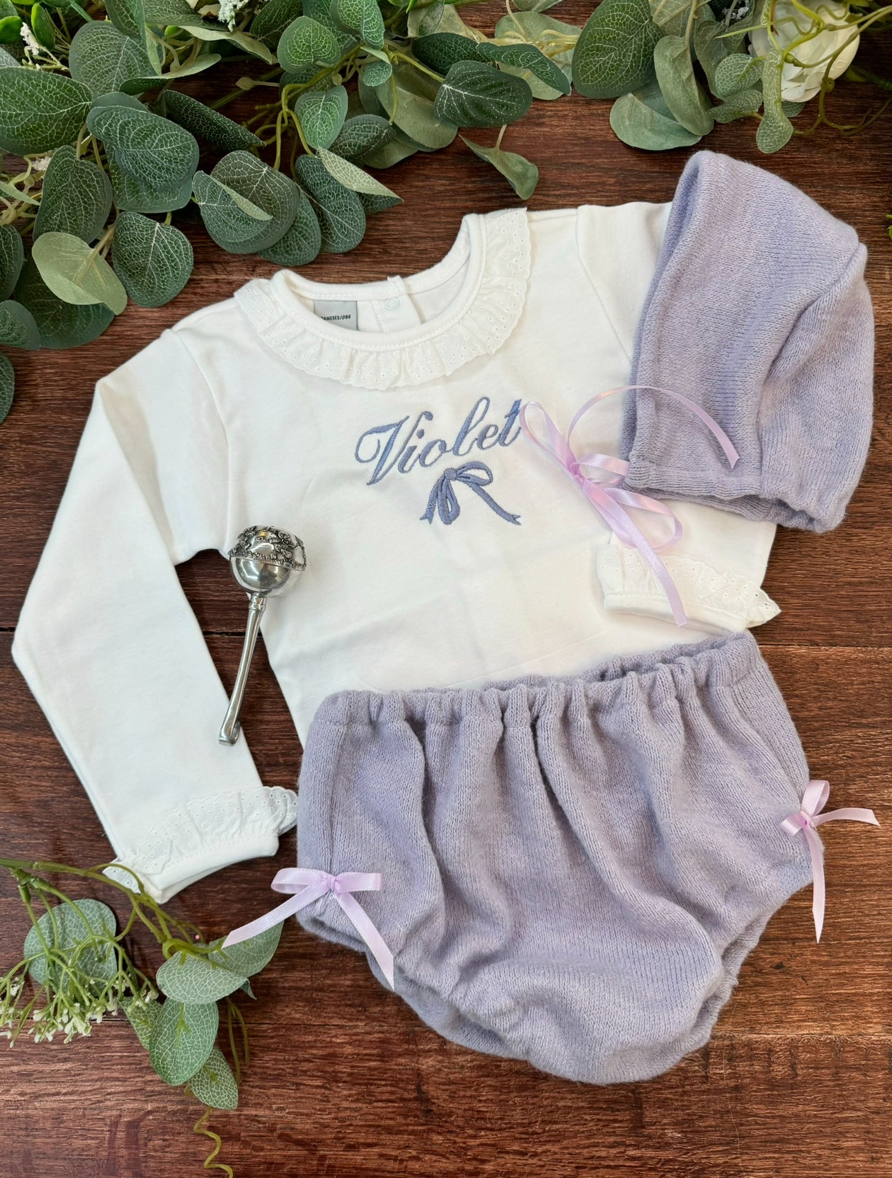 Baby Girls Embroidered Set Lilac