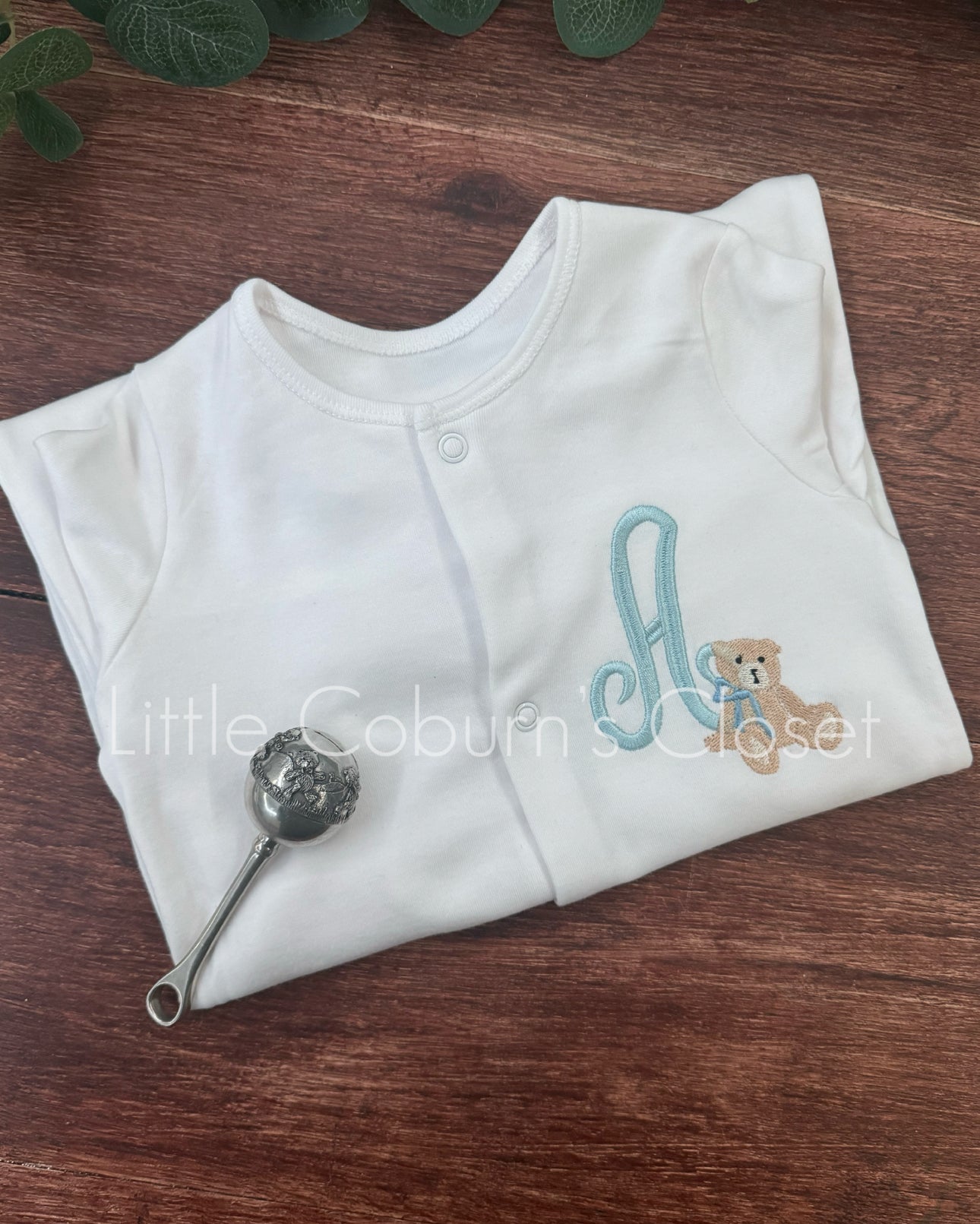 Embroidered Personalised innitail sleep suit