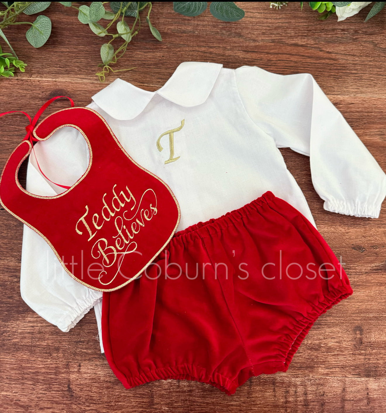 Boys personalised velvet set