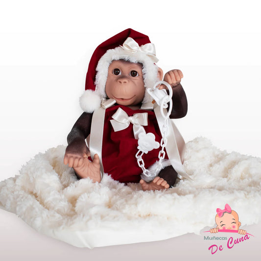 Lolo Reborn monkey wearing Christmas Romper