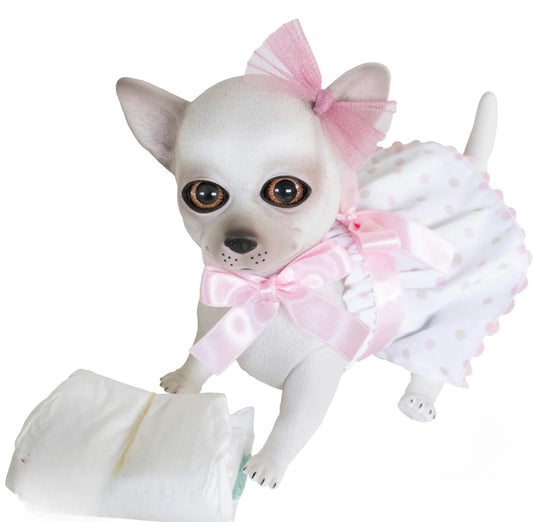 Spanish Luna Reborn Chihuahua White and Pink Outfit