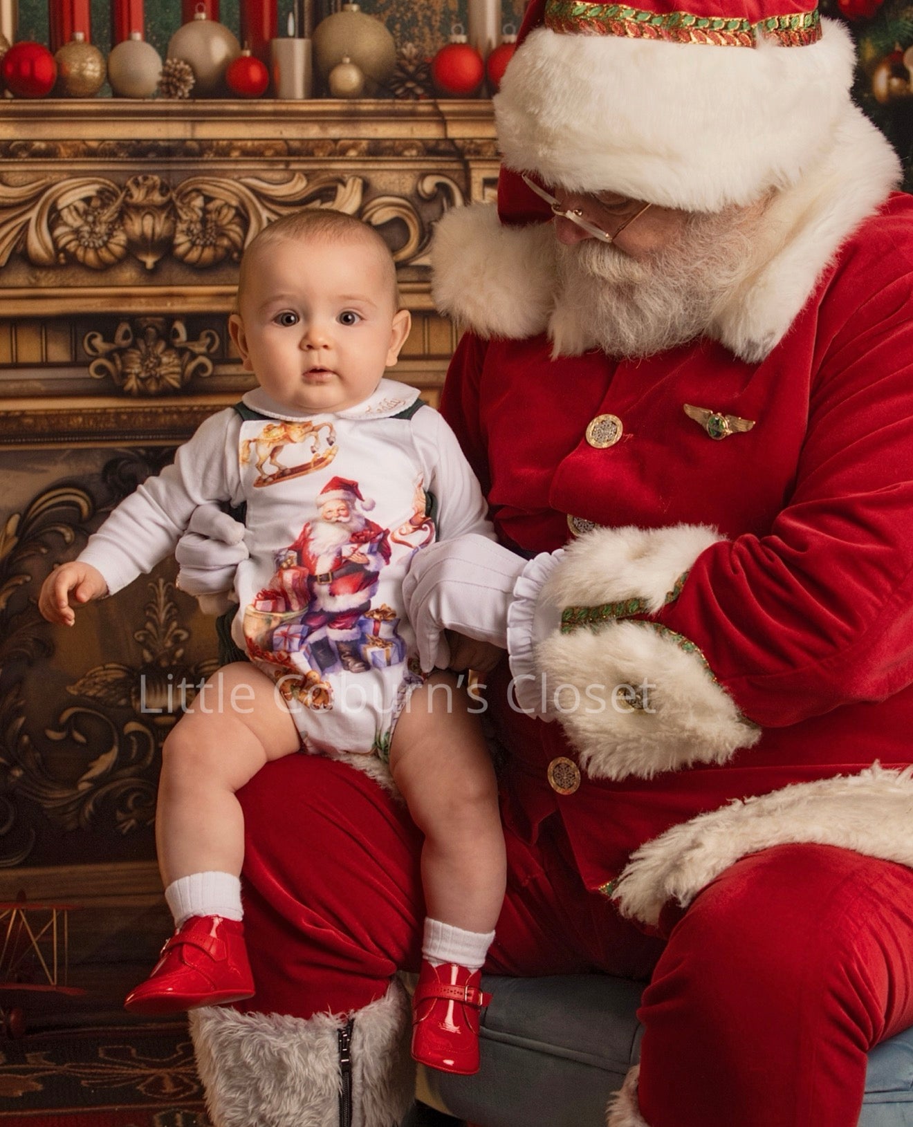 Boys Vintage Christmas Romper & Shirt Set