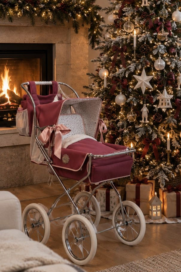 Bebelux Vintage Sweet Burgundy Pram with accessories